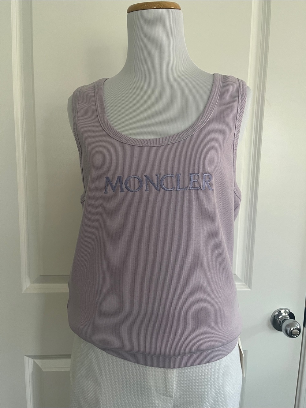 Moncler Lilac Ribbed Logo Tank